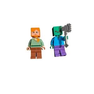Lego Minecraft Alex and Zombie Minifigs Lot of 2